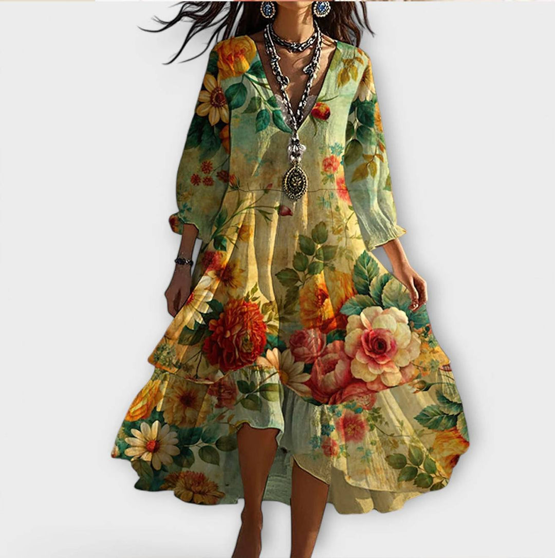 Clara | Flowing Floral Midi Dress