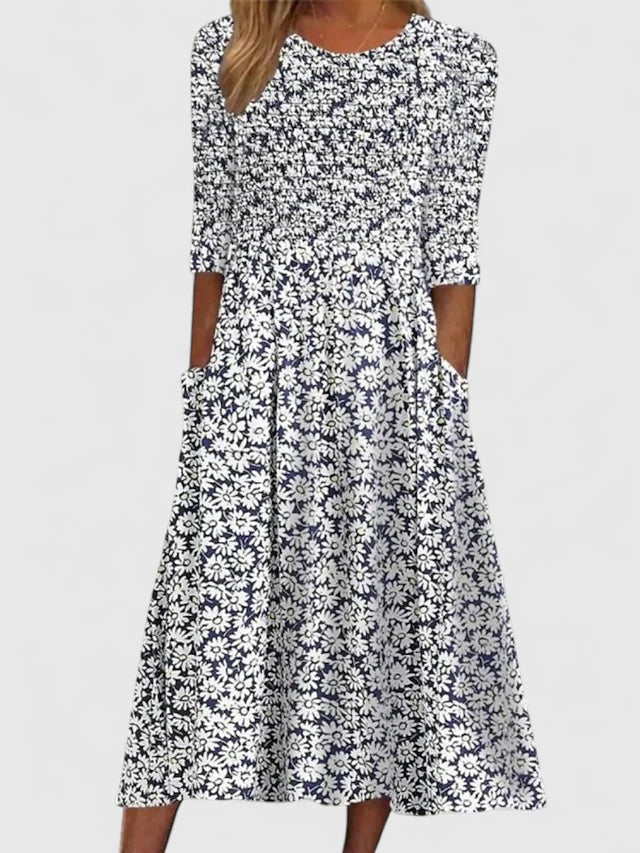 Marjorie | Smocked Floral Midi Dress