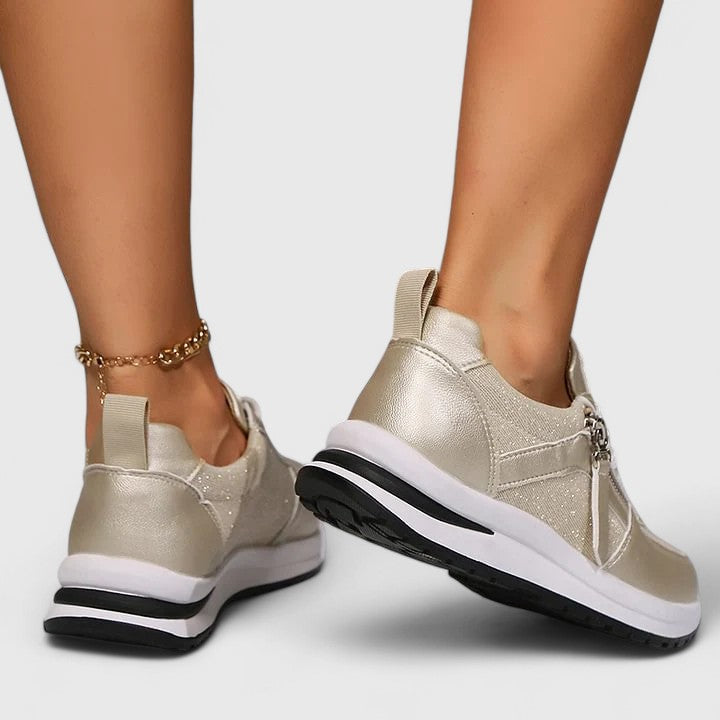 Sophie | Metallic Zip Sneakers