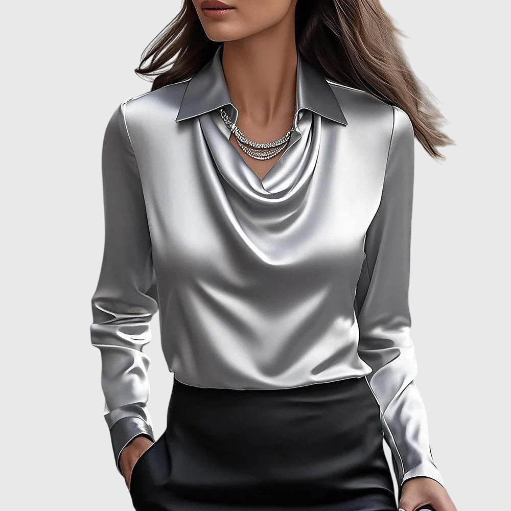 Claudia | Satin Drape Blouse