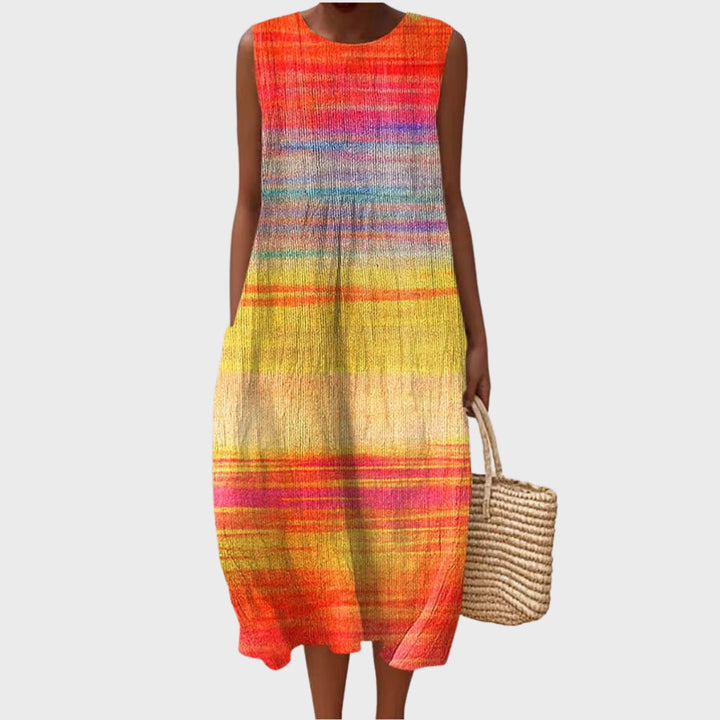 Lena | Sleeveless Rainbow Midi Dress