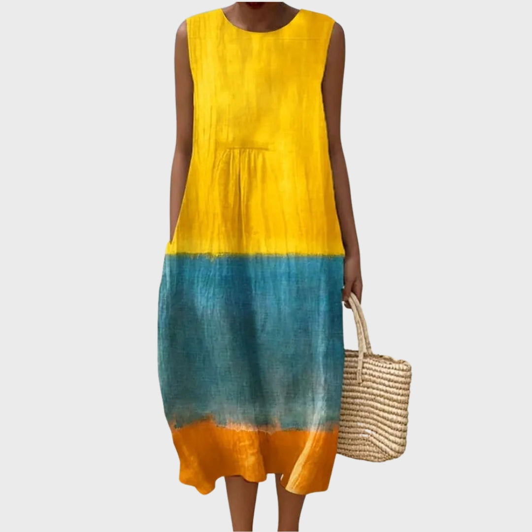 Lena | Sleeveless Rainbow Midi Dress