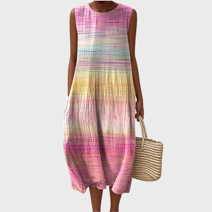 Lena | Sleeveless Rainbow Midi Dress