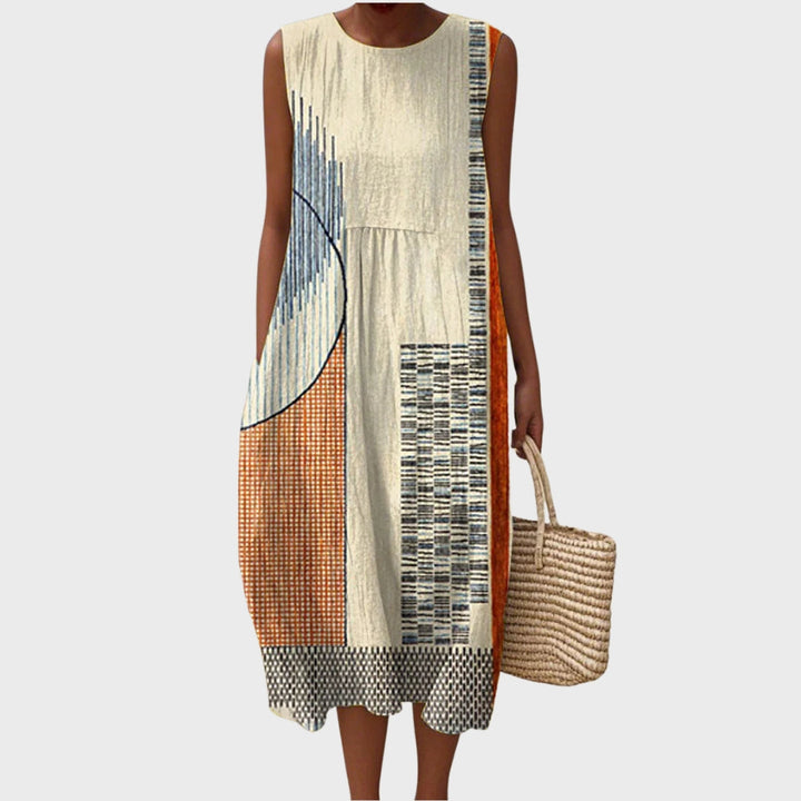 Lena | Sleeveless Rainbow Midi Dress