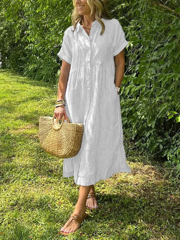 Linda | Striped Button Dress