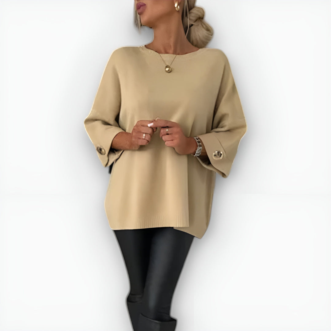 Elaine | Button Cuff Knit Top