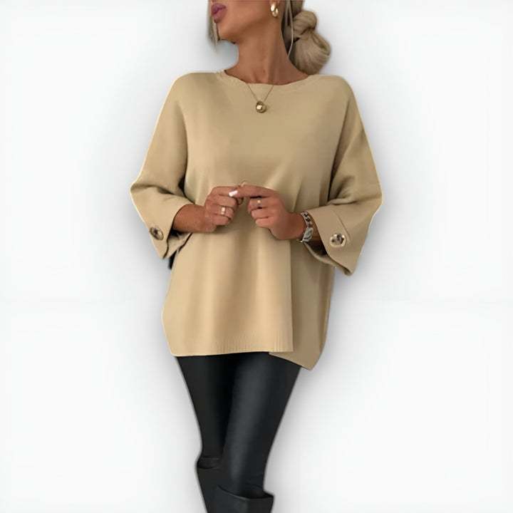 Elaine | Button Cuff Knit Top
