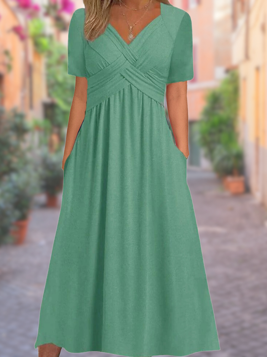 Helen | Crisscross Empire Midi Dress