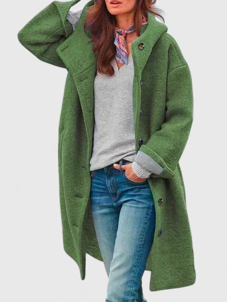 Gloria | Hooded Button Wool Coat