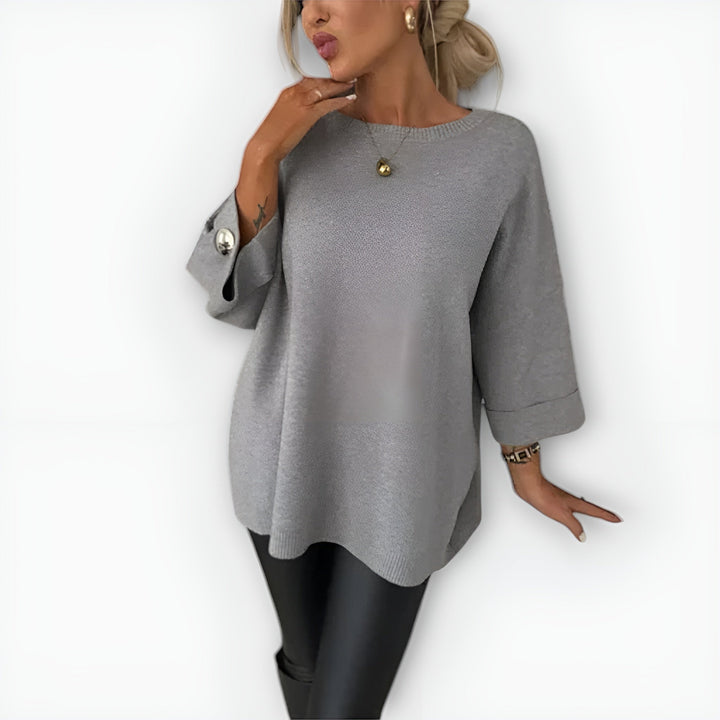 Elaine | Button Cuff Knit Top