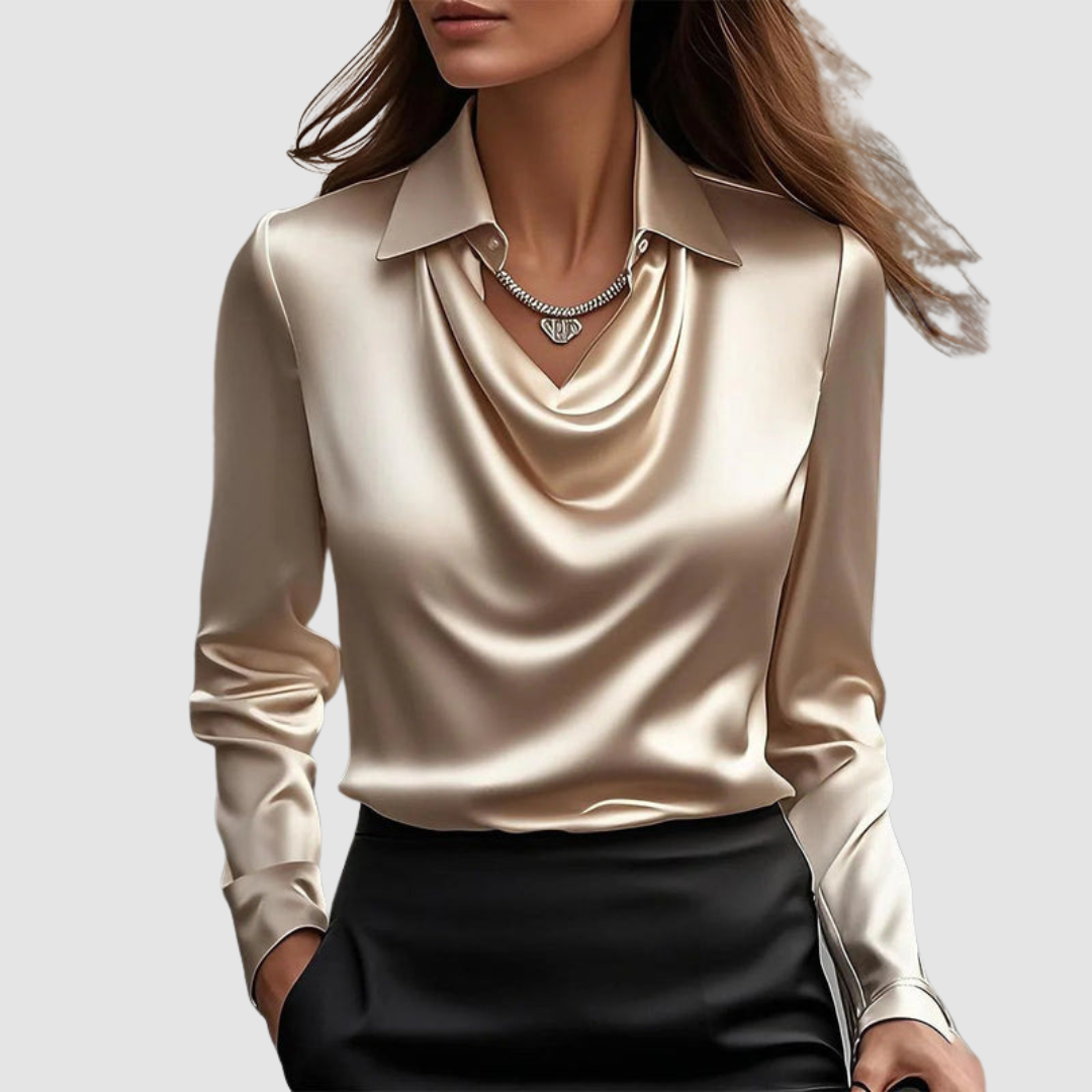Elaine | Draped Satin Blouse