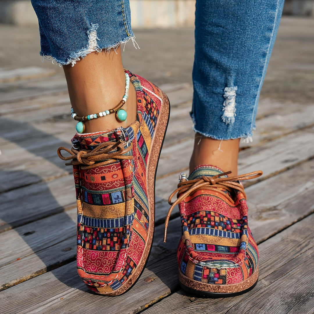 Maya | Boho Patchwork Lace-Up Shoes