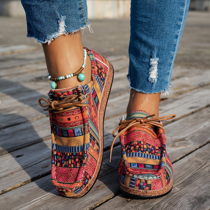 Maya | Boho Patchwork Lace-Up Shoes