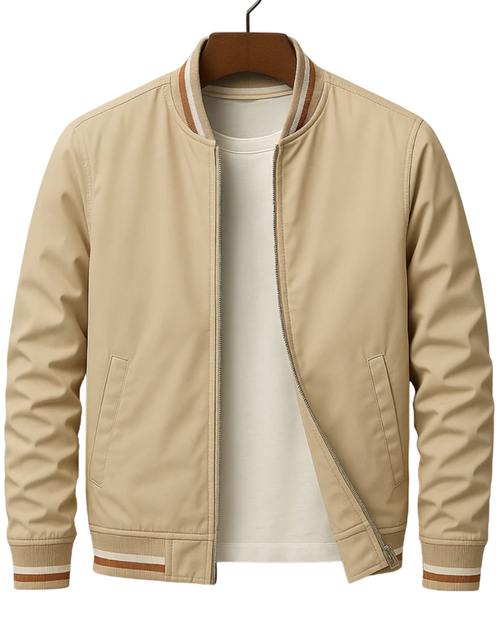 Calvin | Striped Trim Bomber Jacket