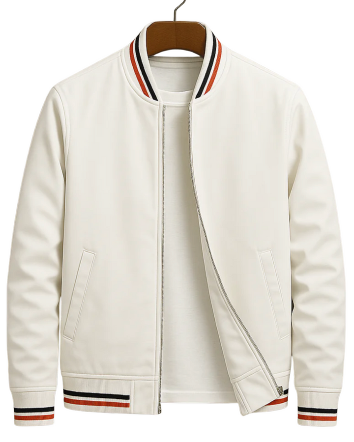 Calvin | Striped Trim Bomber Jacket