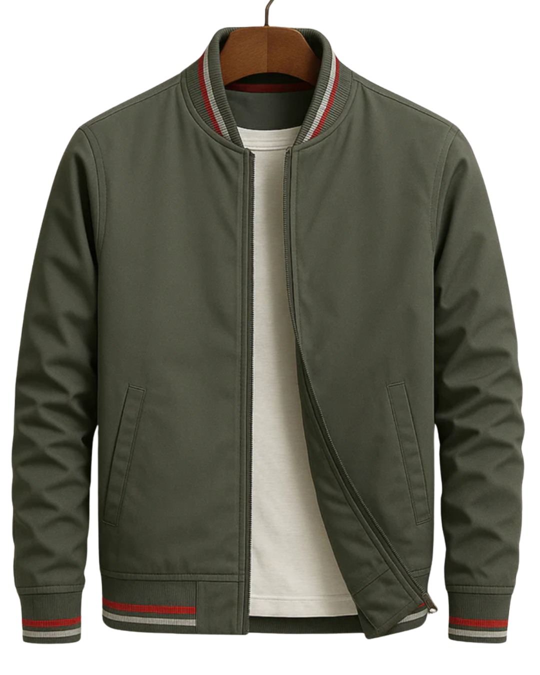 Calvin | Striped Trim Bomber Jacket