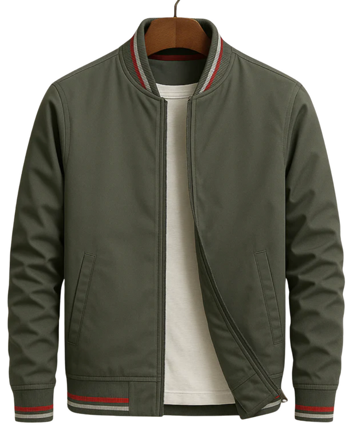 Calvin | Striped Trim Bomber Jacket