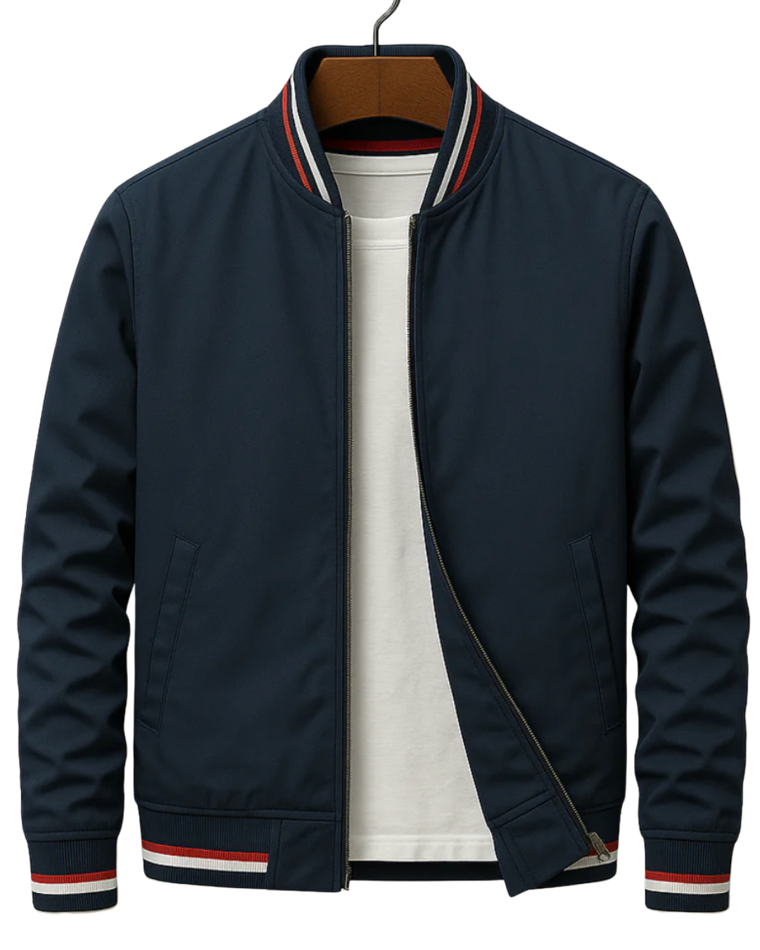 Calvin | Striped Trim Bomber Jacket