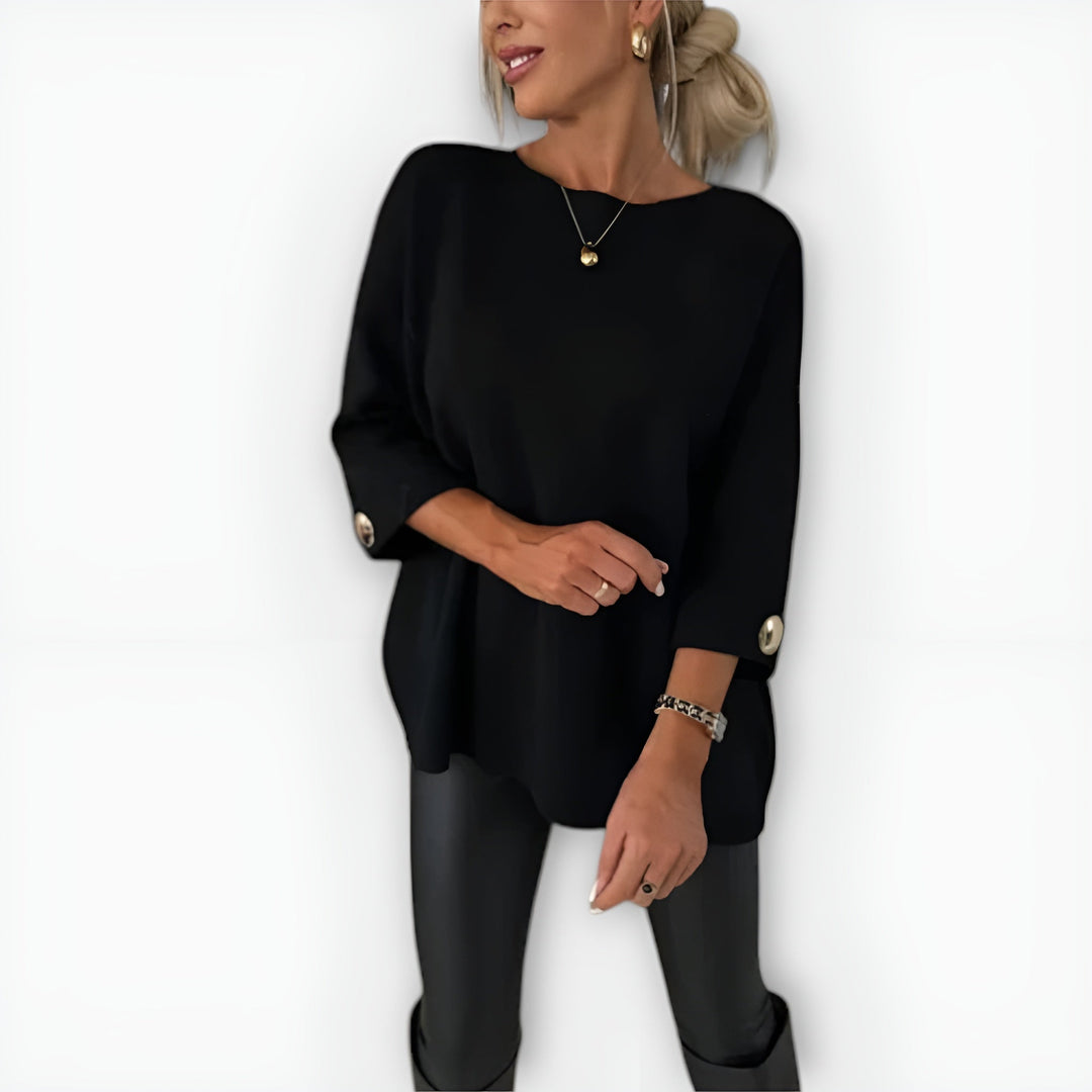 Elaine | Button Cuff Knit Top