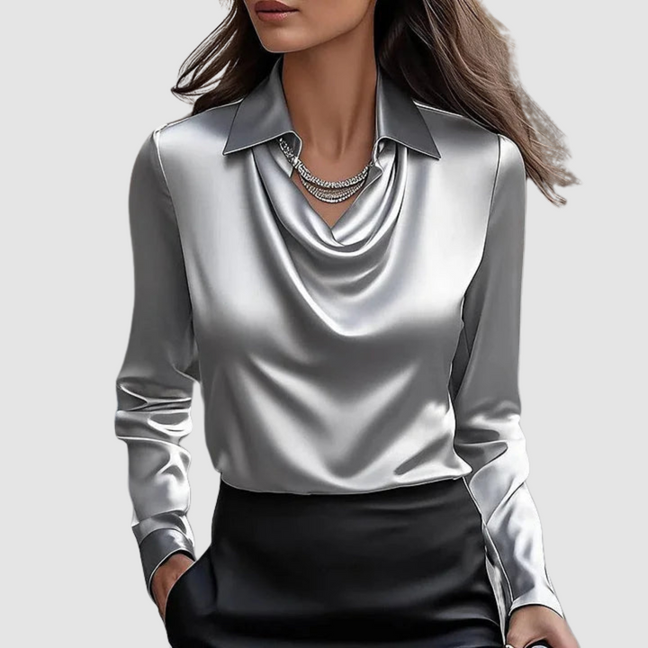 Elaine | Draped Satin Blouse