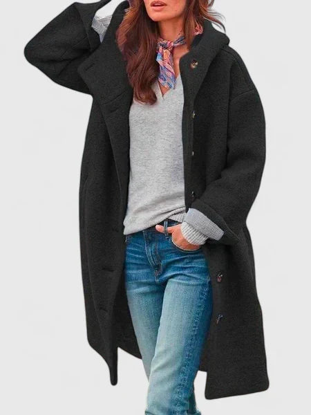 Gloria | Hooded Button Wool Coat