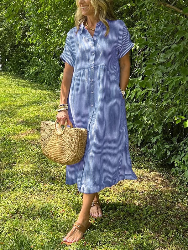 Linda | Striped Button Dress