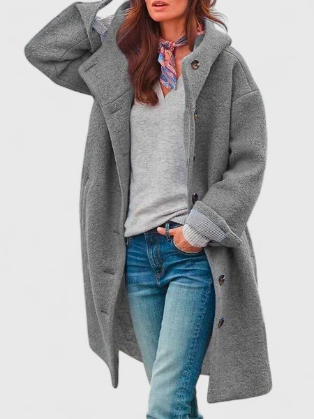 Gloria | Hooded Button Wool Coat