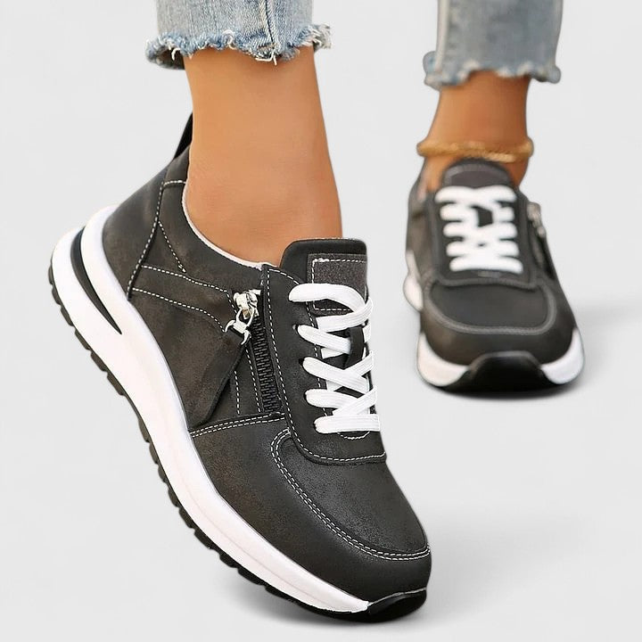 Sophie | Metallic Zip Sneakers