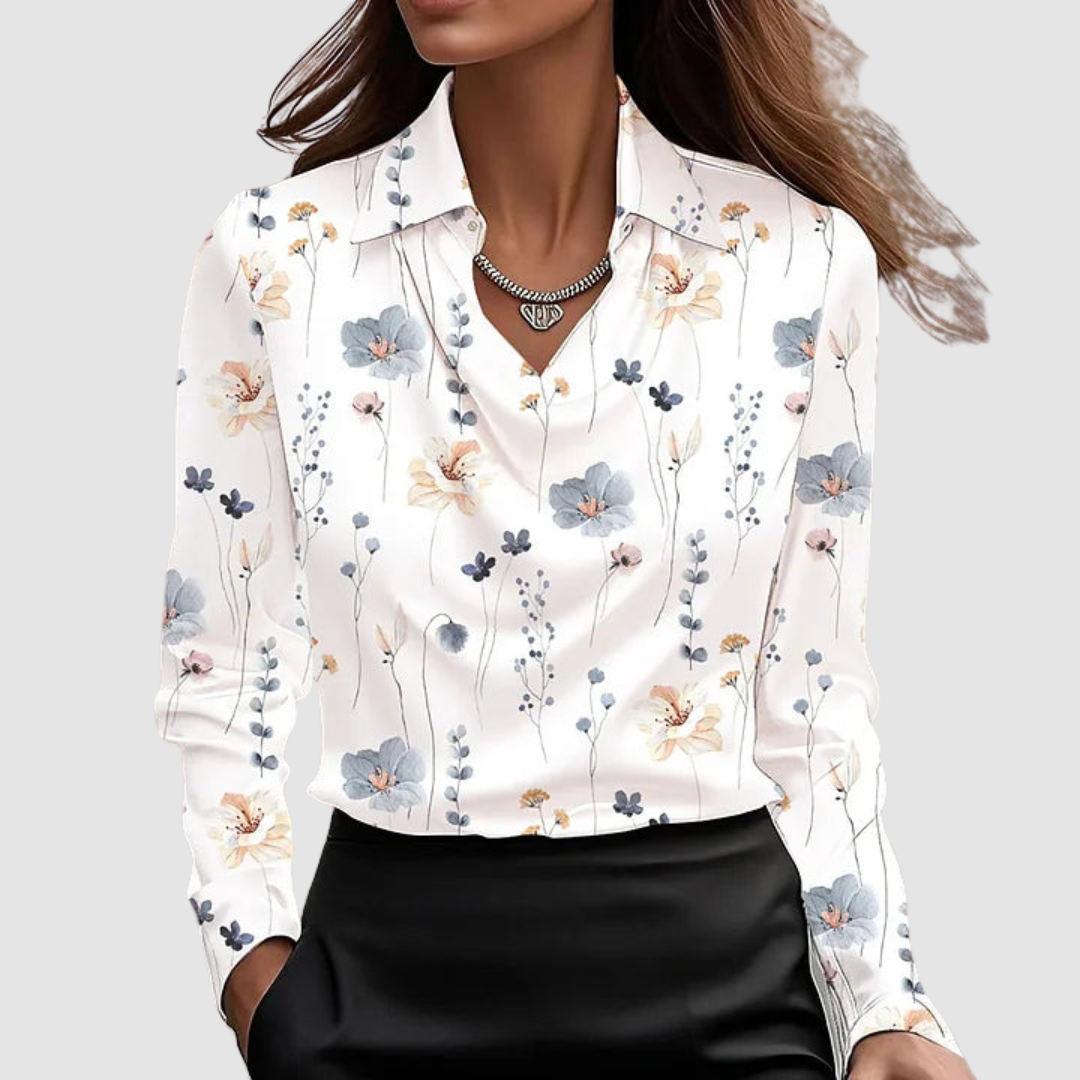 Elaine | Draped Satin Blouse