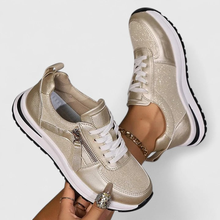 Sophie | Metallic Zip Sneakers