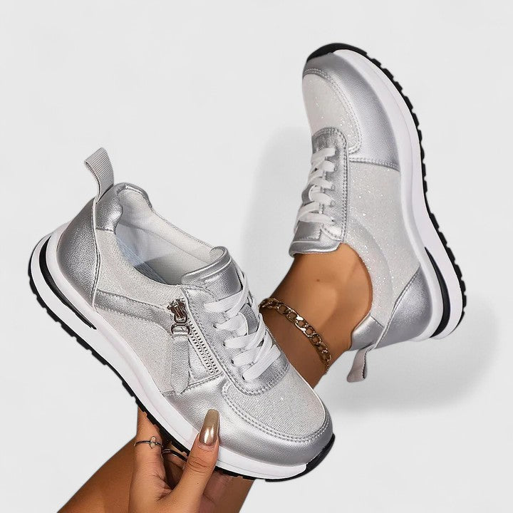 Sophie | Metallic Zip Sneakers
