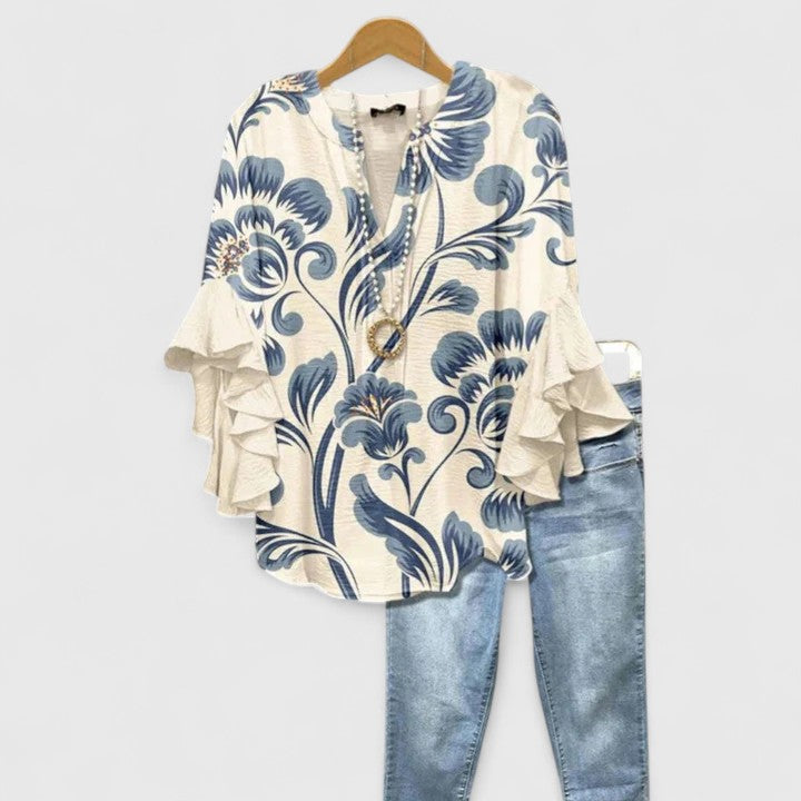 Lorraine | Ruffle Sleeve Floral Blouse