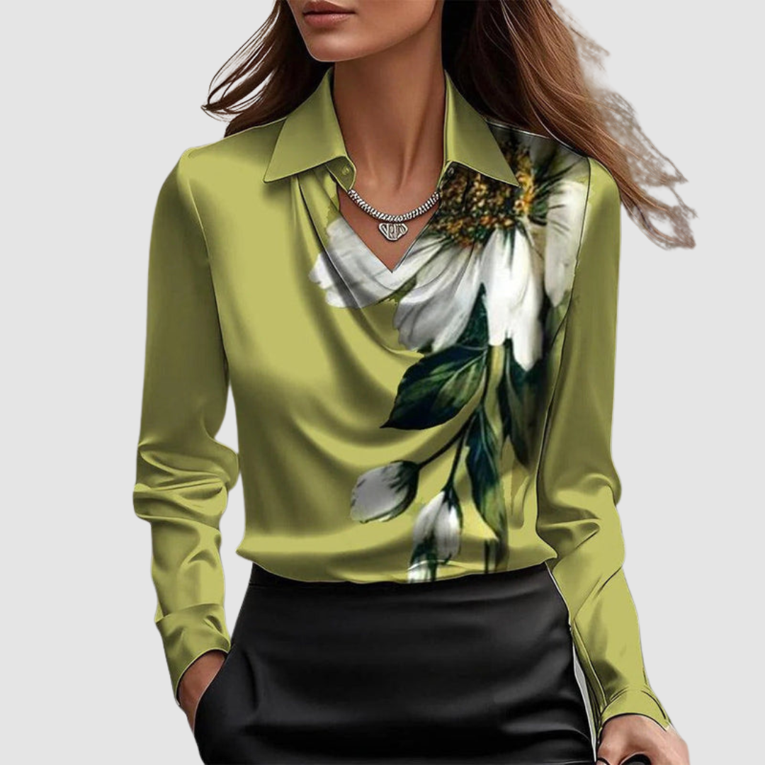 Elaine | Draped Satin Blouse