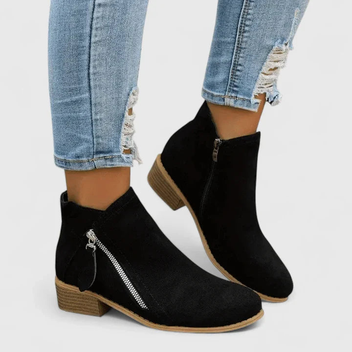 Linda | Side-Zip Suede Ankle Boots