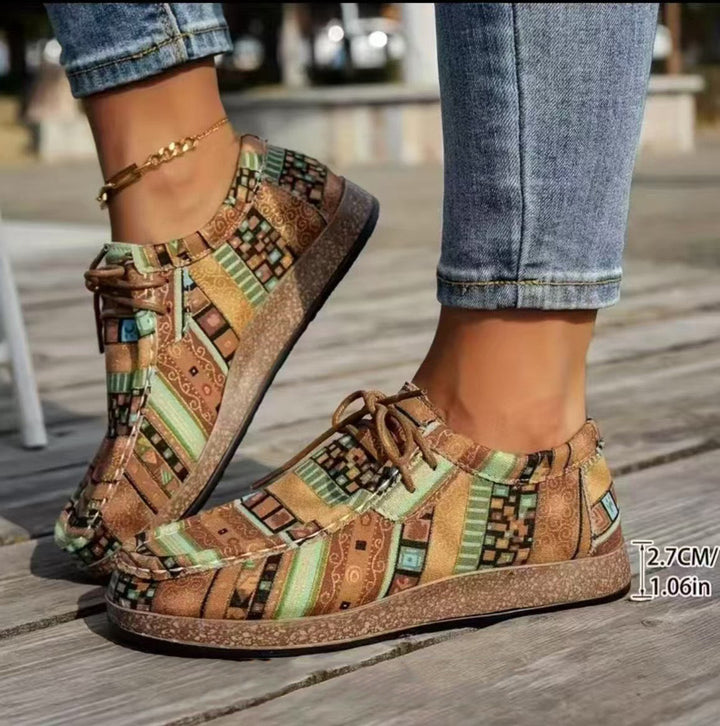 Maya | Boho Patchwork Lace-Up Shoes