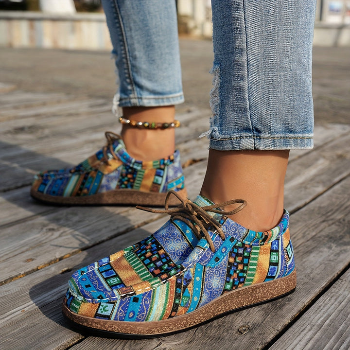 Maya | Boho Patchwork Lace-Up Shoes