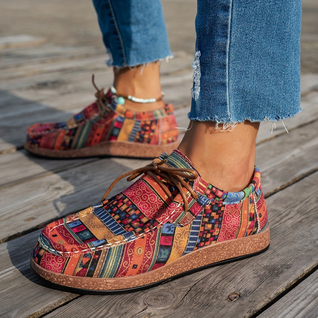Maya | Boho Patchwork Lace-Up Shoes
