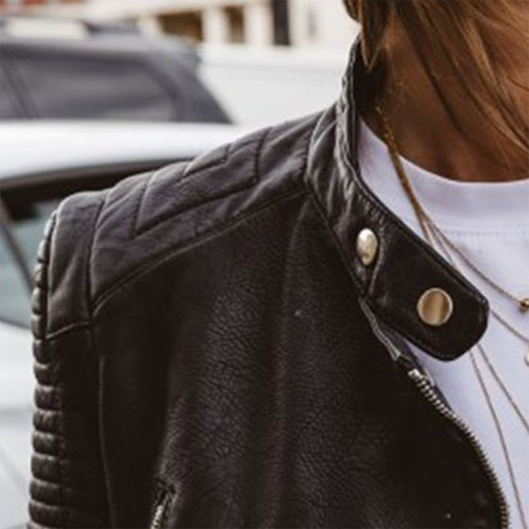 Jade | Quilted Moto Leather Jacket