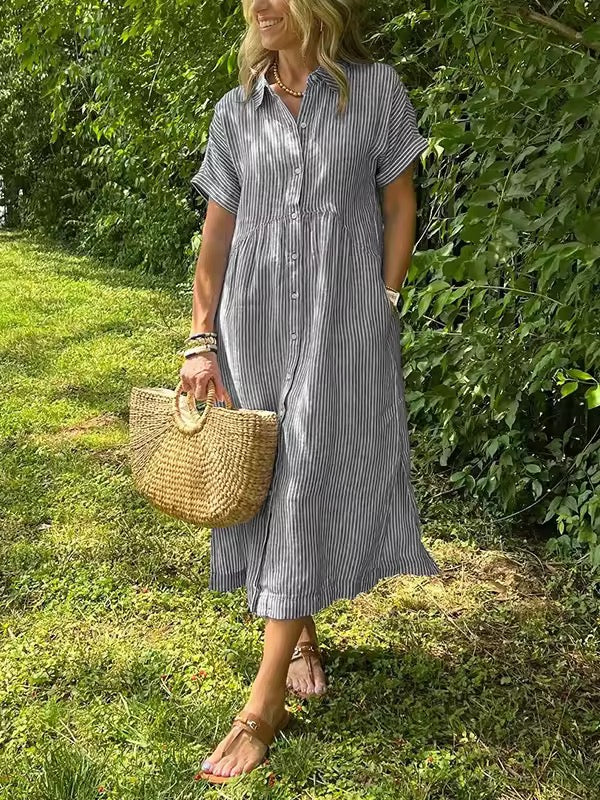 Linda | Striped Button Dress
