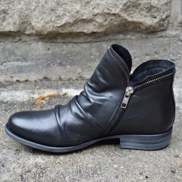 Lydia | Side-Zip Leather Ankle Boots