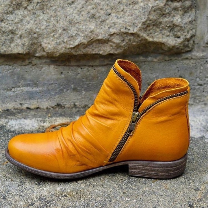 Lydia | Side-Zip Leather Ankle Boots