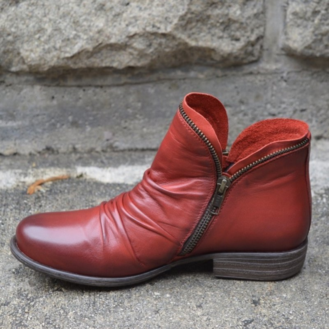 Lydia | Side-Zip Leather Ankle Boots