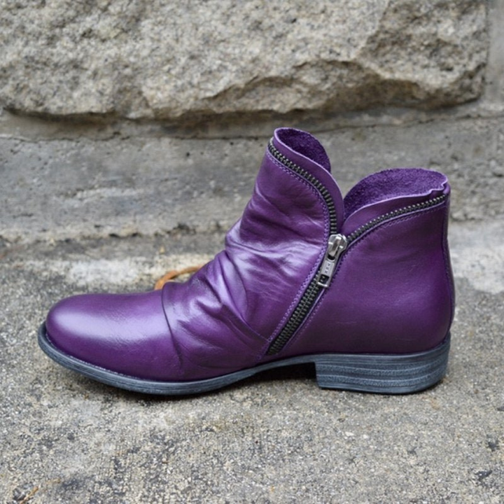 Lydia | Side-Zip Leather Ankle Boots