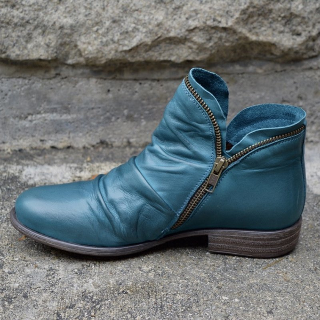 Lydia | Side-Zip Leather Ankle Boots