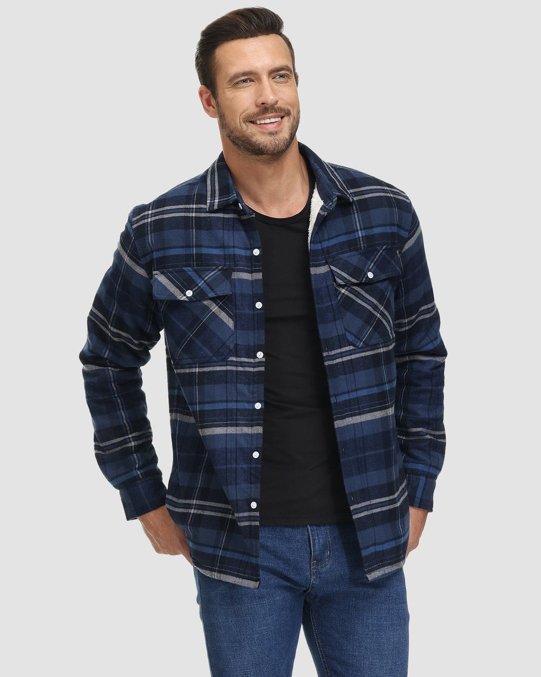 Frank | Sherpa-Lined Plaid Shirt Jacket