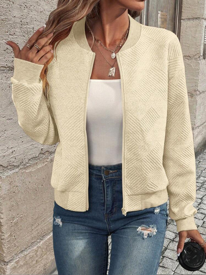 Lydia | Textured Zip Bomber Jacket
