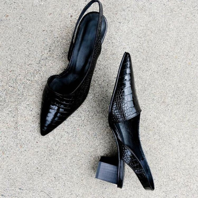 Adele | Croc-Embossed Slingback Heels