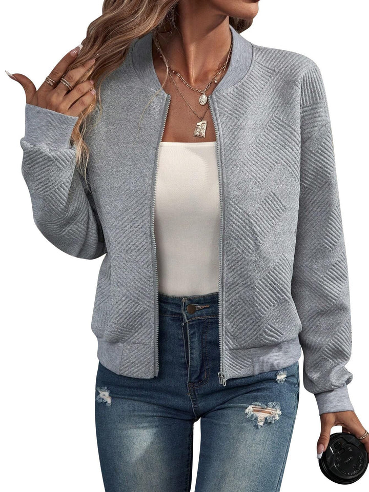 Lydia | Textured Zip Bomber Jacket