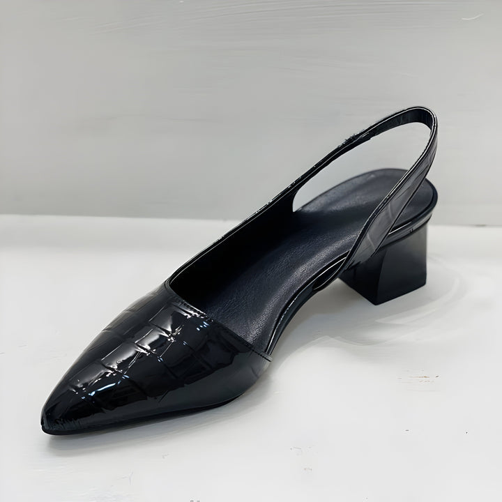 Adele | Croc-Embossed Slingback Heels