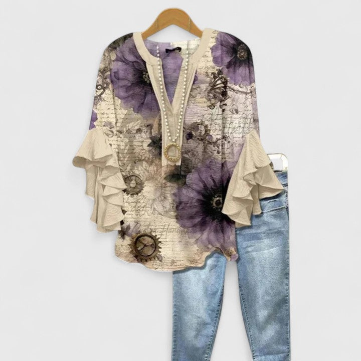 Lorraine | Ruffle Sleeve Floral Blouse